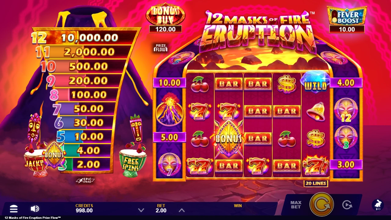 12 Masks Of Fire Eruption Prize Flow™ screenshot 1