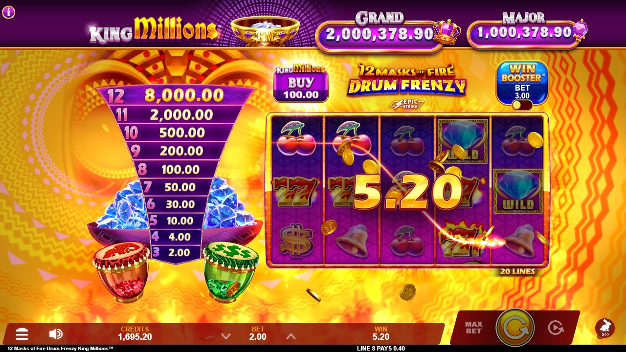 12 Masks Of Fire Drum Frenzy™ King Millions™ screenshot 1